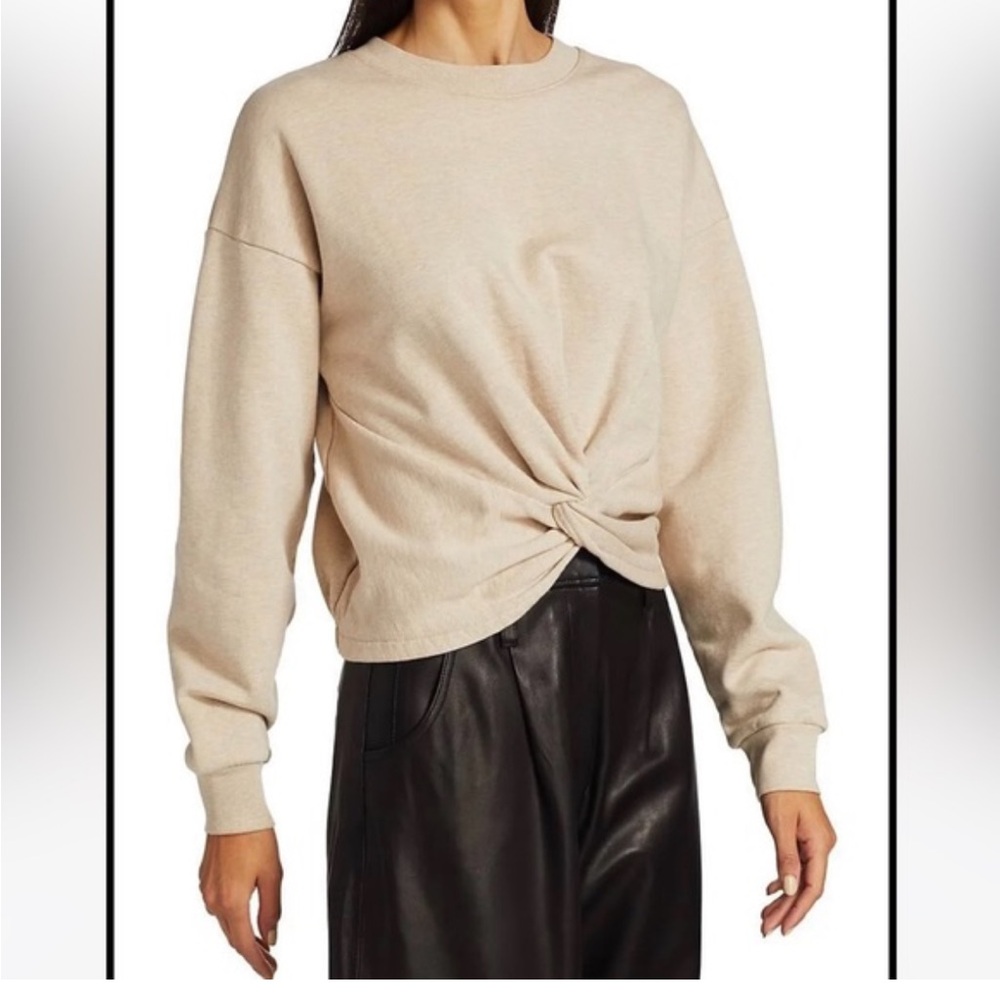 FRAME Twisted Front Oatmeal Heather Cropped Sweatshirt Cotton Size M
